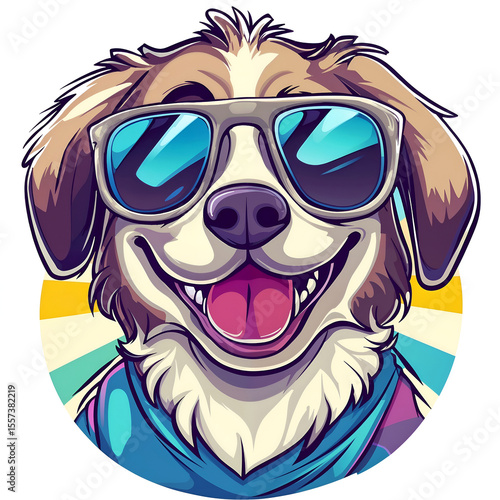 Cheerful dog wearing glasses, playful and intelligent, portrait against a neutral background, square format 