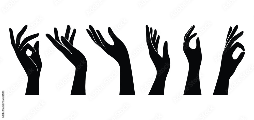 Fototapeta premium Elegant Hand Silhouettes Vector Pack - Gestures & Poses