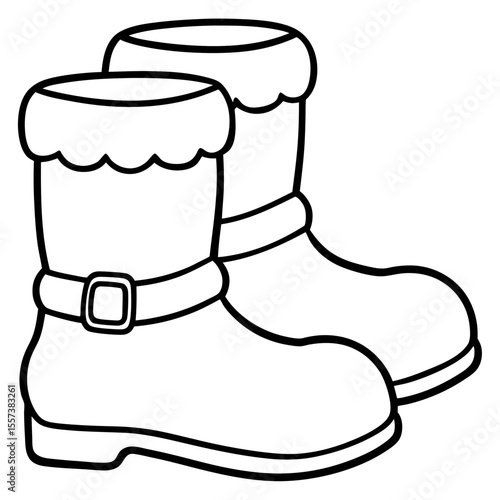 Santa Claus Shoe Outline Vector