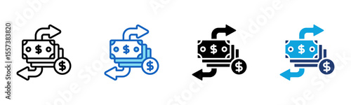 Money Transfer icon Multi Style Vector Illustration