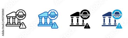 Bank Fraud Alert icon Multi Style Vector Illustration
