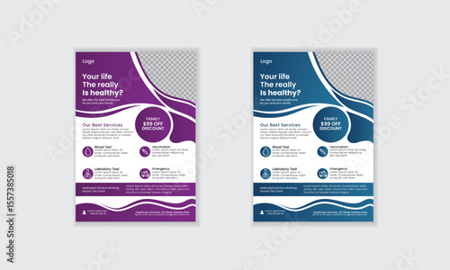 professional new medical healthcare flyer template layout design for print