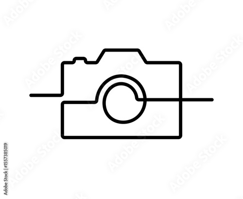 Photo camera icon. Photography camera. Black shutter isolated on white background. Logo lens. Photograph symbol. Sign outline. Silhouette icon tool button. Snap frame pictogram. Vector illustration