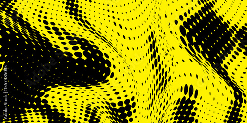 Yellow and black backdrop with dot halftone pattern element. Abstract brush grunge background. retro comic concept for your graphic design, banner or poster. Vector illustration.