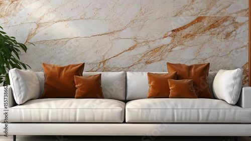 stylish sofa in modern living room interior, interior design concept home decor furniture industry