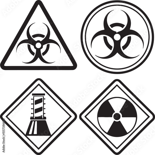 Nuclear symbols silhouette vector icon set 