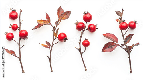Red Berries and Autumn Leaves A Collection of Four Botanical Photographs