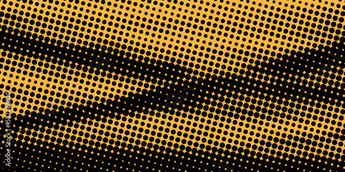 Black and yellow abstract background with brush stroke and halftone style. abstract grunge vector