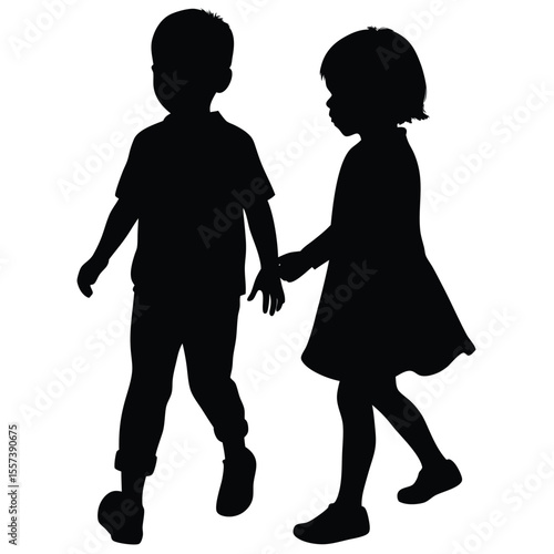 vector silhouette of children