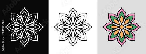 Symmetrical flower mandala with layered petals and bright hues for vibrant floral decor.