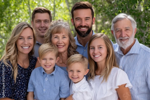 Family gathering outdoors captures joyful moments with loved ones in nature's embrace