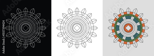 Contemporary abstract mandala with balanced symmetry and subtle ornamental lines for modern decor.