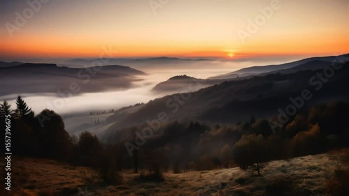 Wallpaper Mural Misty valley sunrise landscape Torontodigital.ca