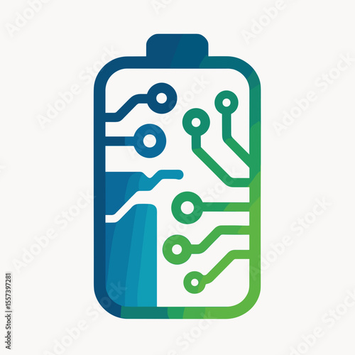 Gradient Electronic Battery Circuit Board Modern Energy Saving Icon