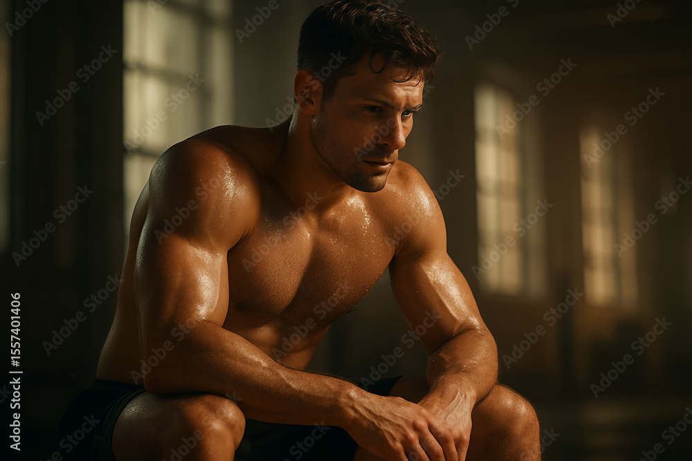 Fototapeta premium muscular young man posing