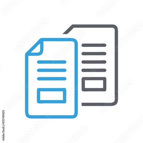 Duplicate Document Icon Vector, Copy Files Symbol, Overlapping Paper Sheets Illustration, Flat File Copy Icon, Minimal Document Clone Vector Design, Copy Document Icon