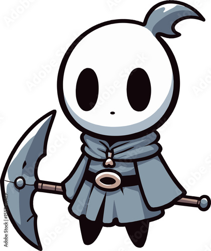大きいつるはし武器を持つ謎モンスターのイラスト