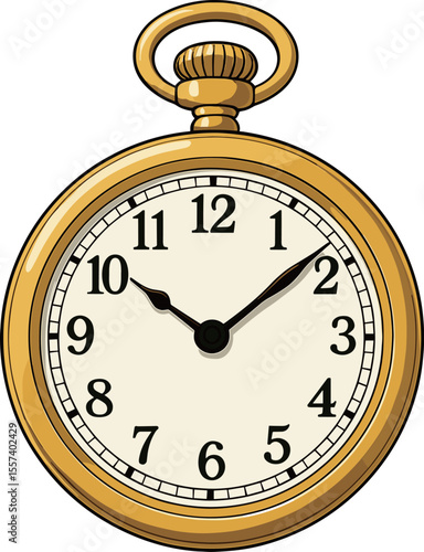 金の懐中時計のイラスト