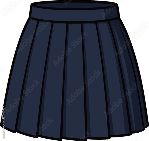 制服の紺のスカートのイラスト