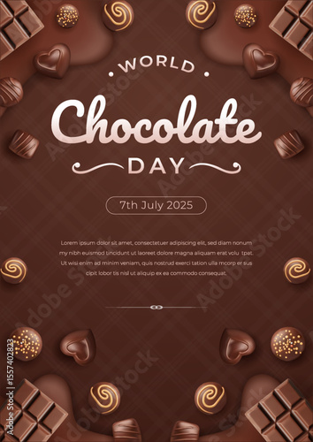 Poster Celebrating World Chocolate Day with Delicious Chocolate Treats and Creative Design