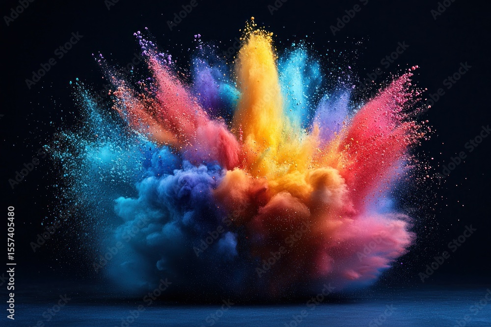 Fototapeta premium Colorful powder explosion on dark background