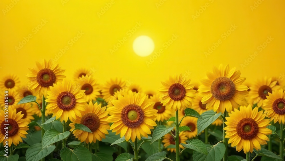 Fototapeta premium Radiant Sunflowers Basking in Golden Hour Light, a Vibrant Display of Nature's Beauty