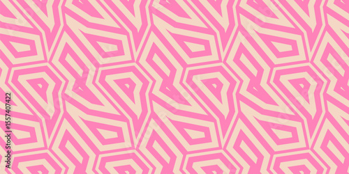 Wallpaper Mural Funky hot pink geometric seamless pattern. Vector abstract background with edgy mosaic elements, angular shapes, broken lines. Simple modern texture. Urban art street fashion style. Repeating design Torontodigital.ca