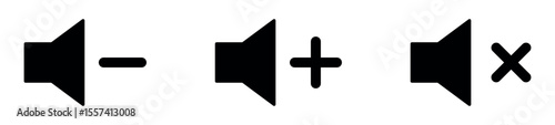 speaker volume icon set. volume up, down and mute icon set. audio control symbols. sound settings icons. sound icon for mobile app,ui and website. vector illustraiton on transparent background.