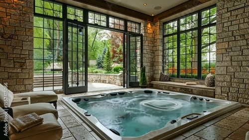 Wallpaper Mural Jacuzzi in a stylish interior. Modern design, cozy atmosphere, hydromassage, home spa area, comfort and harmony, place to recuperate Torontodigital.ca