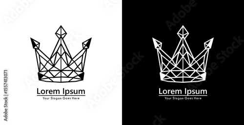 King crown logo design with modern geometric style