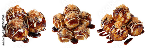 Delicious takoyaki balls japanese street food urban market close-up