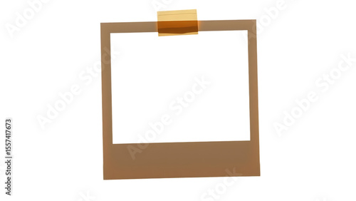 Polaroid frame with tape isolated on transparent background Cut out