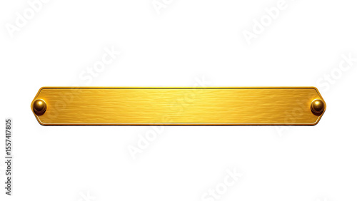 Gold metal name plate isolated on transparent background