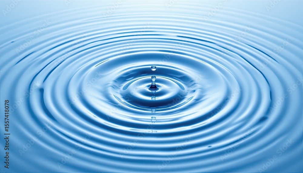 Tranquil Water Ripples Creating Circular Patterns in Blue Tones Tranquil Water Ripples Creating Circular Patterns in Blue Tones