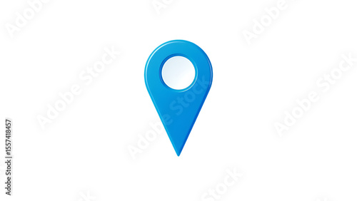 3d blue map pointer icon isolated on transparent background Blue location pin cut out