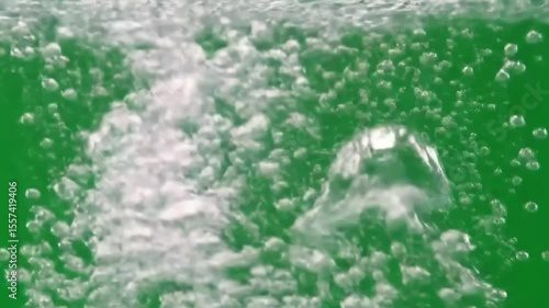 Underwater Bubbles Rising Against Green Screen Background