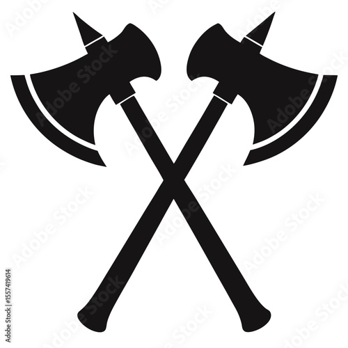 Simple Flat Vector Silhouette Illustration Featuring Two Axes Ideal for Design Projects and Creative Applications