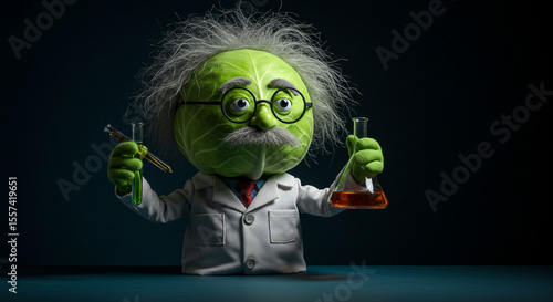 Cientista vestido de repolho.