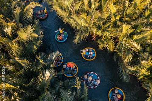 Aerial View of Coconut Boat Tour in Hoi An, Vietnam