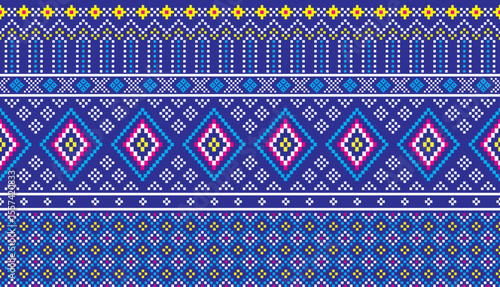 fabric pattern geometric, blue, Vector design Textile Abstract fabric pattern geometric, seamless pattern, design for wallpaper, carpet, wrapping, fabric, fashion wearing, textile, design background f