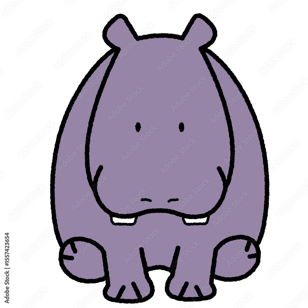 Obraz premium カバ 座っている イラスト