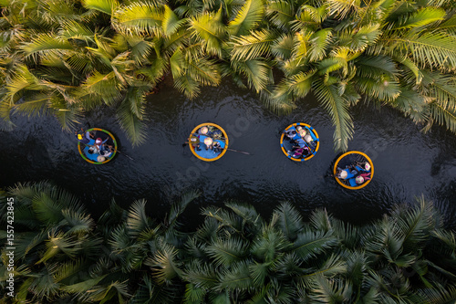 Aerial View of Coconut Boat Tour in Hoi An, Vietnam