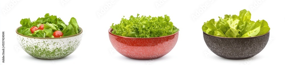 Three bowls of salad greens Three bowls of salad greens