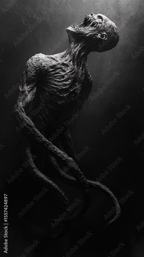 Fototapeta premium Terrible creature in dark setting