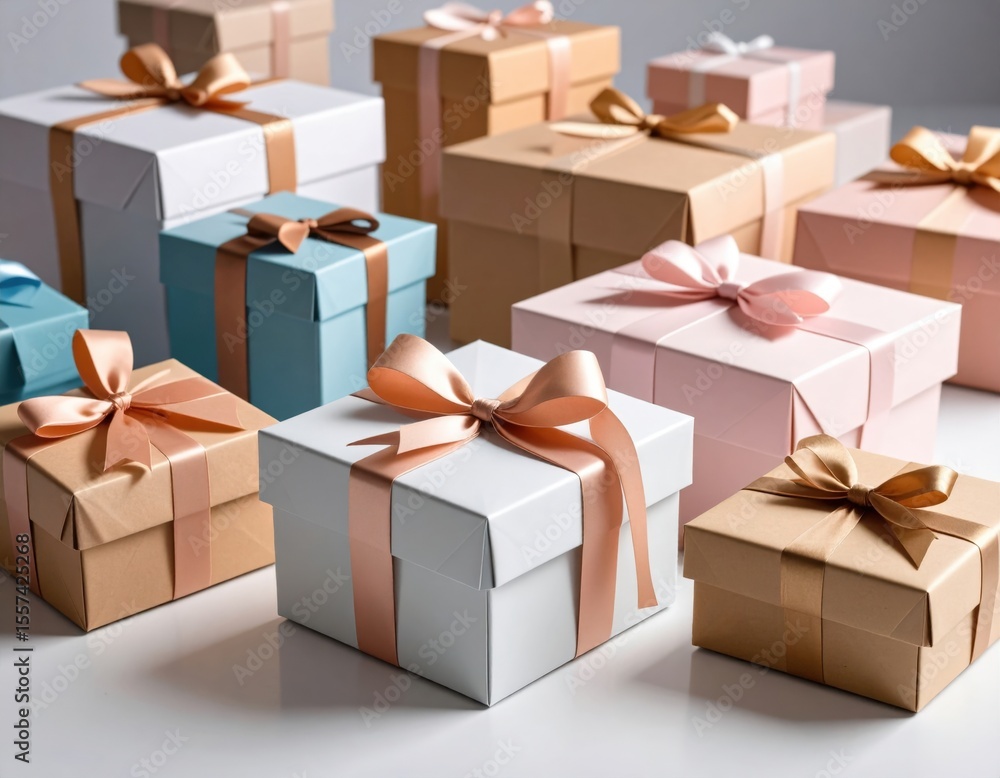 Fototapeta premium Assortment Of Gift Boxes In Pastel Colors