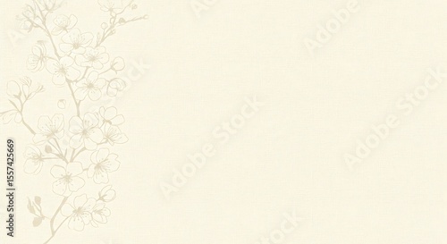 Delicate, light beige background with a subtle, sketched floral border.