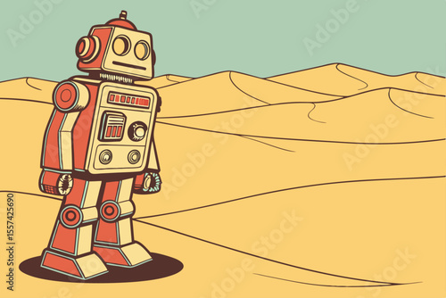 -retro-sci-fi-robot-standing-in-a-desert--vector-i