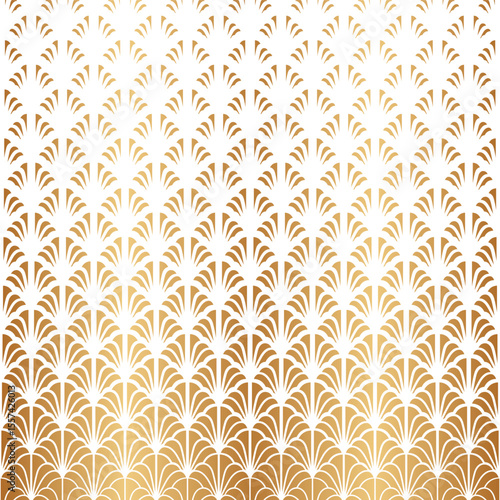 Fades pattern. Gold abstract degraded shape isolated on white background. Fading golden geometric halftone border. Gradient fadew contemporary texture. Modern faded design prints. Vector illustration