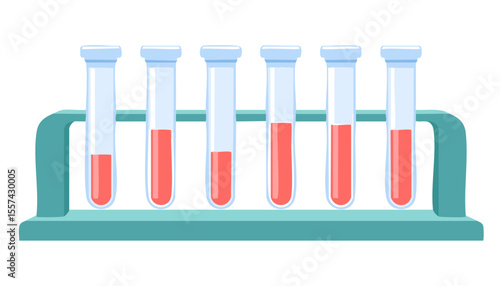 Bright laboratory illustration arranged in balanced layout, testing vessels filled with vivid fluid, artistic flat approach leaves wide empty margin for captions, suitable for blog banners