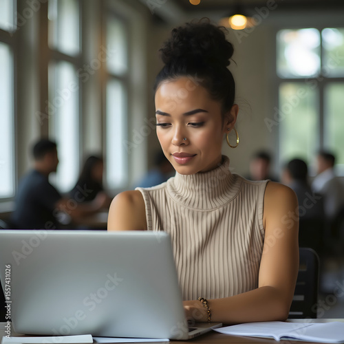 Profesional hispana gestionando su día con confianza. Free Download Profesional hispana gestionando su día con confianza. - GFXLoad